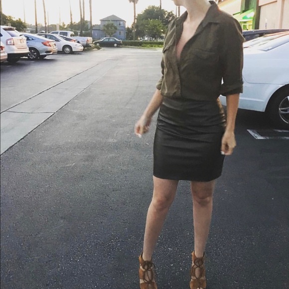 Missguided Dresses & Skirts - Missguided Faux Leather Khaki Mini Pencil Skirt Missguided Dresses & Skirts - Missguided Faux Leather Khaki Mini Pencil Skirt